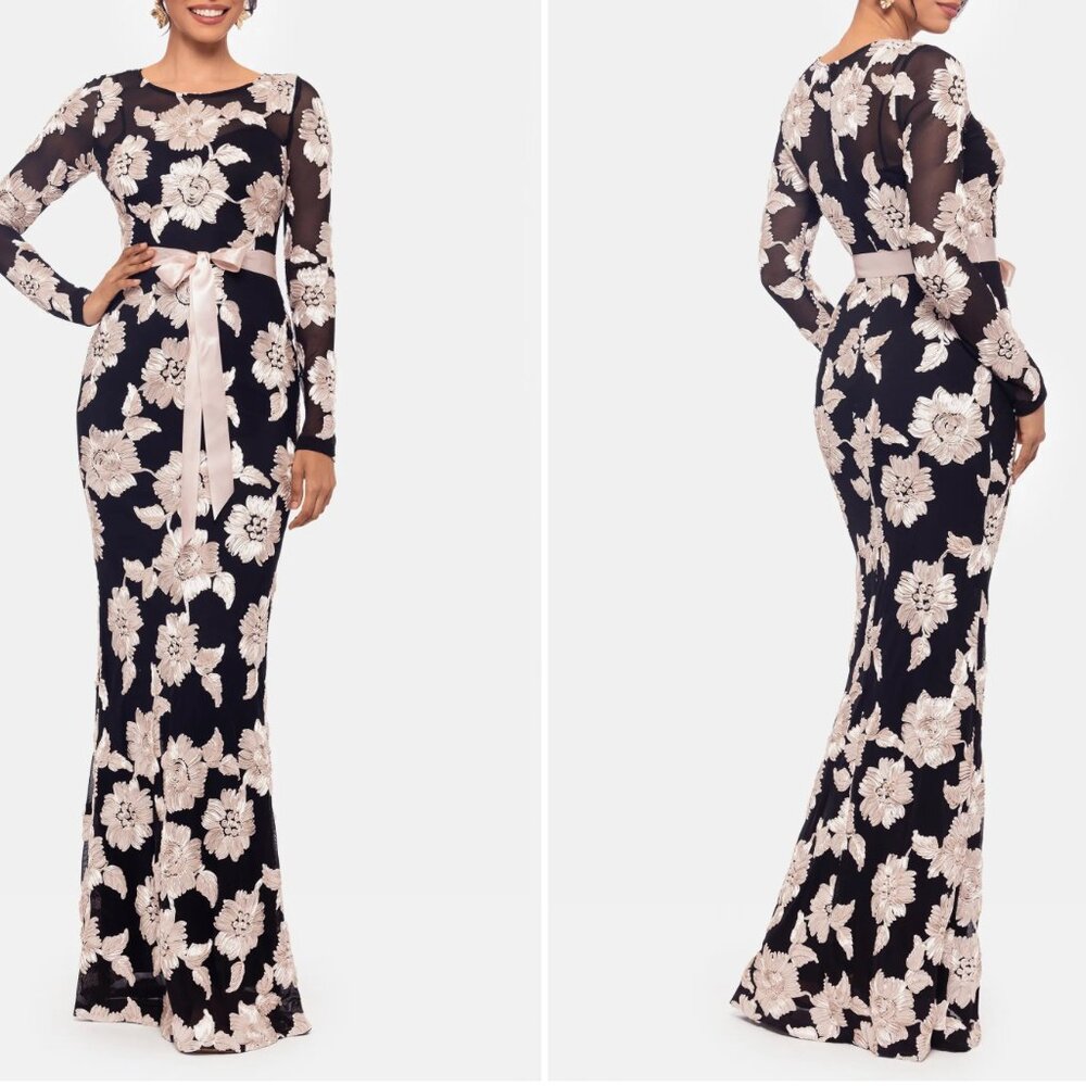 Betsy & Adam Floral Embroidered Dress